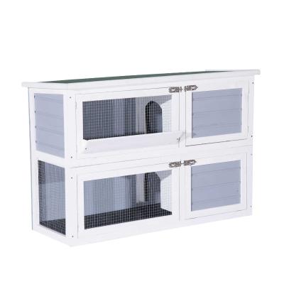 PawHut® Hasenstall Kaninchenstall Hasenkäfig Kaninchenkäfig Kleintierstall 2 Ebenen Weiß 125 x 49 x 83 cm