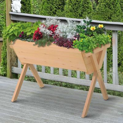 Outsunny Hochbeet, Pflanzkasten, Blumenkasten, Blumentopf, mit Abflusslöchern, Vliesstofftuch, Massivholz Natur