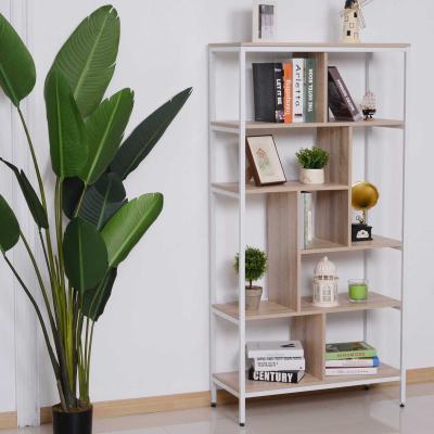 HOMCOM® Bücherregal mit 9 Würfeln | Holzregal | 80x35x160cm | Natur, Weiß
