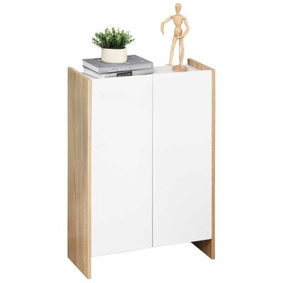 HOMCOM® Badzimmerschrank Badkommode Multifunktionsschrank Lagerschrank mit 2 Tür Weiß