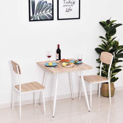HOMCOM® 3-teilige Essgruppe Sitzgruppe Esstisch Set Holztisch Naturholzmaserung mit 1 Tisch + 2 Stühlen