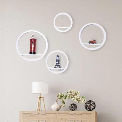 HOMCOM® 4 tlg. Wandregal Set Regalset Hängeregal rund weiß