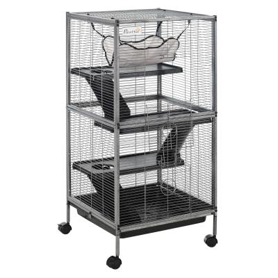 PawHut® Nagerkäfig Kleintierkäfig Hamster Mäuse 3-stöckig mit 2 Türen Rollbar Metall