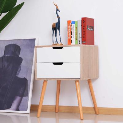 HOMCOM® Nachttisch Sideboard mit 2 Schubladen Holz Natur