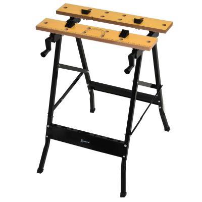 DURHAND Verstellbare Werkbank, Hobelbank, Werktisch, Stahl, MDF, Natur, Schwarz, 60,5 x 62,5 x 78,5 cm