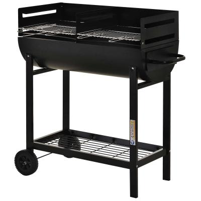 Outsunny® Grillwagen Grillstation Standgrill mit Windschutz 2 x Grillrost höhenverstellbar