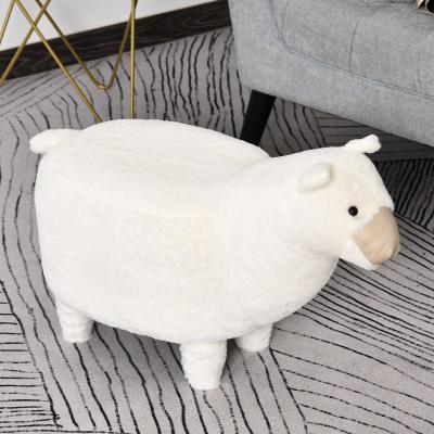 HOMCOM® Hocker für Kinder Kinderhocker Sitzhocker im Alpaka Tier Design Weiß