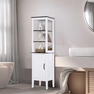 kleankin® Badezimmerregal Badeschrank Küchenschrank 3 Ablagen MDF Weiß 40 x 38 x 162,5 cm