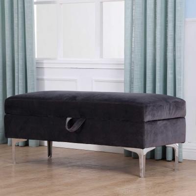 HOMCOM Polsterbank Sitzbank Truhenbank mit Stauraum Metall Leinen Grau108,5 x 44,5 x 47,5 cm