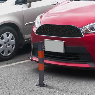 DURHAND Parkplatzsperre, Zusammenklappbare Parkpfosten, Manueller Sperrpfosten mit Roten Warnstreifen, 3 Schlüssel, Stahl