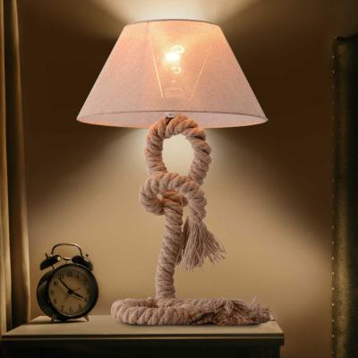HOMCOM® Tischlampe Taulampe Hanfseil Lampenschirm E27 40W beige L40 x B40 x H65 cm(ohne Birne)