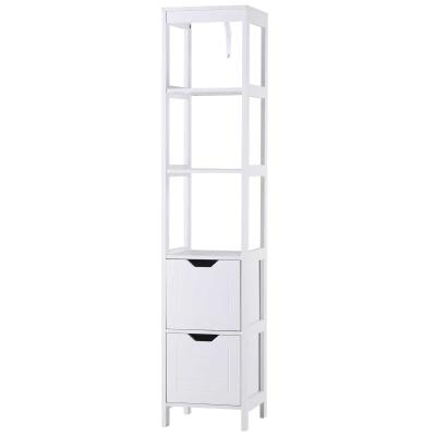 kleankin® Badezimmerregal Badeschrank Küchenschrank mit 1 Schränke 3 offene Regale MDF