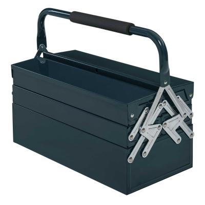 DURHAND Werkzeugkasten Werkzeugkoffer Werkzeugkiste 5 Fächer aufklappbar Stahl (SPCC) Dunkelgrün 45 x 22,5 x 34,5 cm