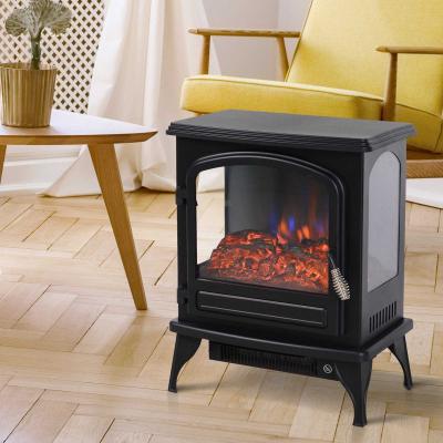 HOMCOM® Elektrokamin mit Flammeneffekt | Thermostat | 750/1500 W | Metall | 41 x 25,4 x 52 cm | Schwarz