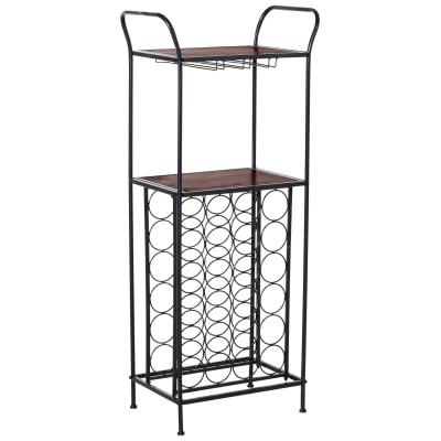 HOMCOM® Weinregal Flaschenregal Gläserhalter 24 Flaschen + 9 Gläser Staubgeschützt Metall 50 x 31 x 120 cm