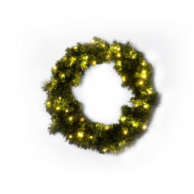 HOMCOM® Tannenkranz Türkranz Weihnachtskranz mit LED 55cm Grün