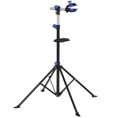 HOMCOM Fahrradmontageständer Zentrierständer Fahrradständer Reparaturständer vierbeinig mit Werkzeugablage Schwarz 144x144x117-170 cm