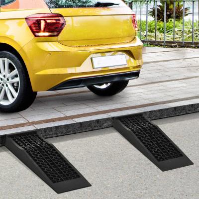 HOMCOM 2 Auffahrrampe, Schwellenrampe, Bordsteinrampe, Gummirampen, PP, Schwarz, 70 x 20 x 8 cm
