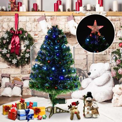 HOMCOM Weihnachtsbaum Tannenbaum 90 LEDs Stern Grün Ø48 x H90 cm