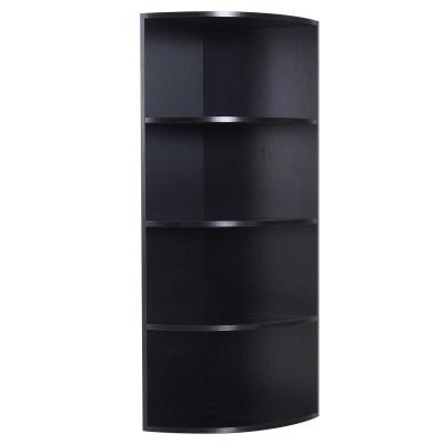 HOMCOM Eckregal Standregal Bücherregal Dekoregal Blumenregal Holzregal fächerförmig 4 Fächer Schwarz 39,5 x 39,5 x 120 cm
