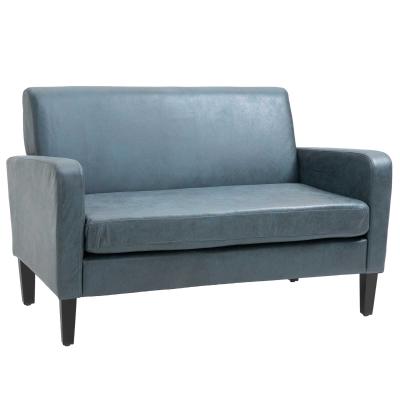 HOMCOM 2-Sitzer Sofa im Retro-Design 122 cm x 72 cm x 74 cm, Kunstleder, Blau