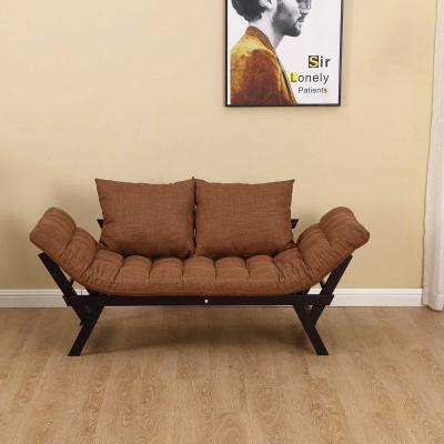 HOMCOM® Zweisitzer Schlafsofa | Chaiselongue | Metall, Leinen | Braun | 155 x 65 x 57 cm