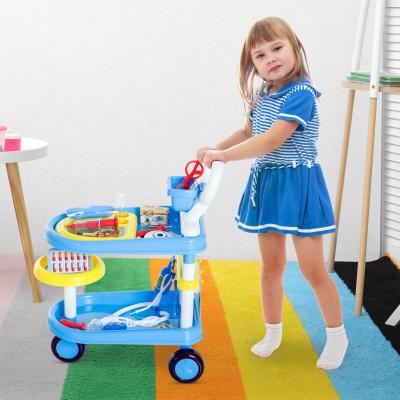 HOMCOM® Kinder Arztwagen Doktor Trolley Rollenspiel Blau