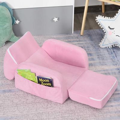 HOMCOM 2-in-1 Kindersessel, Minisessel, Kindersofa für 3-4 Jahre alt, Liegefunktion, Rosa, 47 x 45 x 38 cm
