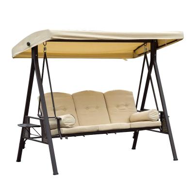 Outsunny® Hollywoodschaukel 3-Sitzer Gartenschaukel mit Sonnendach + Kissen Beige