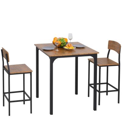 HOMCOM® Essgruppe mit 2 Stühlen Esszimmergarnitur Sitzgruppe Tischgruppe Braun