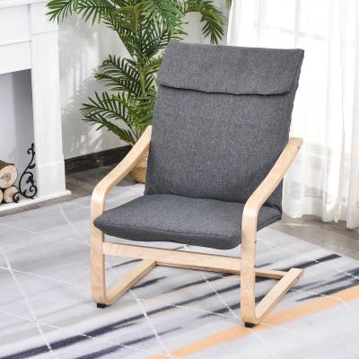 HOMCOM® Relaxsessel Ruhesessel Armlehnensessel Leinenbezug Holzgestell Grau