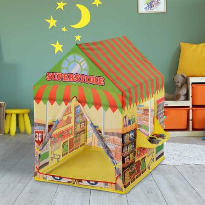 HOMCOM Kinderspielhaus Spielzelt Supermarkt Tür und Verkaufsfenster 3 Jahre Rollenspiel Polyester 93 x 69 x 103 cm