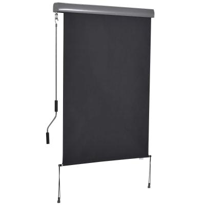 Outsunny Senkrechtmarkise Balkonmarkise Vertikalmarkise Windschutz Seitenrollo Sichtschutz mit Handkurbel Polyesterstoff+Aluminium Dunkelgrau 100 x 140 cm