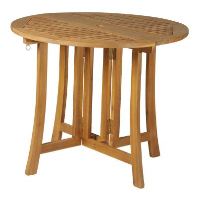 Outsunny® Klapptisch Beistelltisch Gartentisch Holztisch klappbar mit Schirmloch Akazie Natur Ø90 x 78 cm
