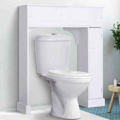 HOMCOM® Toilettenregal Toilettenschrank Überbauschrank Anti-Kipp Viel Stauraum MDF Weiß 89 x 23 x 104 cm