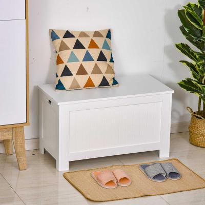 HOMCOM Sitzbank mit großer Stauraum, Schuhbank, Betttruhe, Auflagenkiste, Truhe, MDF-Platte, Weiß, 81 x 40 x 46 cm