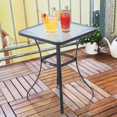 Outsunny® Gartentisch Bistrotisch Hartglas Metall 68,5x68,5cm Schwarz