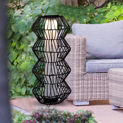 Outsunny LED Solarleuchte, Rattan Garten-Stehleuchte, Kaffee