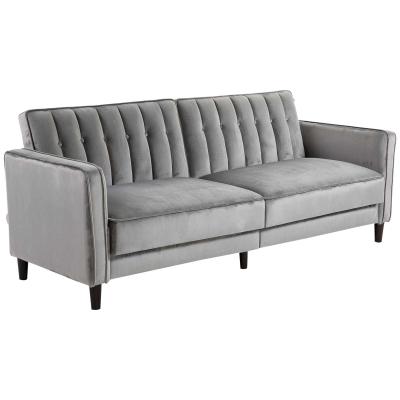 HOMCOM® Schlafsofa Dreisitziger Couch mit dicker Polsterung Flanell Metallrahmen 250 kg Belastbarkeit 205 x 98 x 98 cm