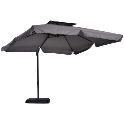 Outsunny® Sonnenschirm UV50+ Ampelschirm Ständer und 4 Gewichten inkl. Schutzhaube Alu