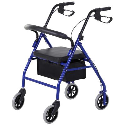 HOMCOM® Rollator mit Stuhl Faltbarer Gehwagen Tasche Verstellbare Griffe Metall