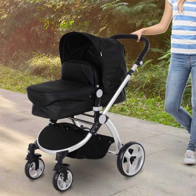 HOMCOM® Kinderwagen 3-in-1 Buggy Babyschale Babywanne Auto-Kindersitz Dunkelgrau