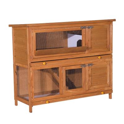 PawHut® Doppelstock Hasenstall | Hasenkäfig | Kiefernholz, Tannenholz | 120 x 48 x 100 cm