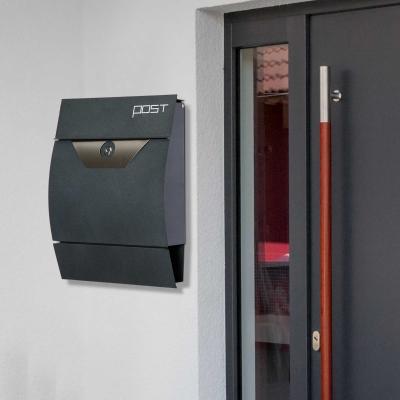 HOMCOM Briefkasten Postkasten Wandbriefkasten mit Zeitungsfach abschließbar 2 Schlüssel Stahl Grau 35 x 9,5 x 44,5cm