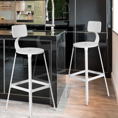 HOMCOM® 2er-Set Barhocker und Bistrostuhl | Küchenhocker | Metall | 46 x 44 x 103cm | Weiß
