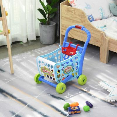 HOMCOM® Einkaufswagen für Kinder Kinderspielzeug Kaufladen Spielzeug Kunststoff Blau
