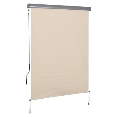 Outsunny Senkrechtmarkise Balkonmarkise Vertikalmarkise Windschutz Seitenrollo Sichtschutz mit Handkurbel Polyesterstoff+Aluminium Cremeweiß 140 x 200 cm