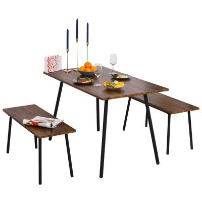 HOMCOM® Essgruppe mit 2 Stühlen Esszimmergarnitur Sitzgruppe Tischgruppe Braun+Schwarz