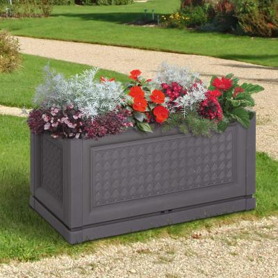 Outsunny® Hochbeet Gartenbeet Pflanzkasten Blumenkasten 2 Muster Abflusslöcher PP Kaffee 60 x 30 x 29 cm