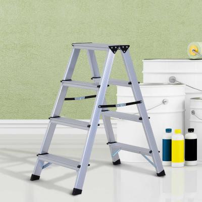 HOMCOM Trittleiter 4 Stufen | Aluminium | 81 x 42 x 72 cm | Silber